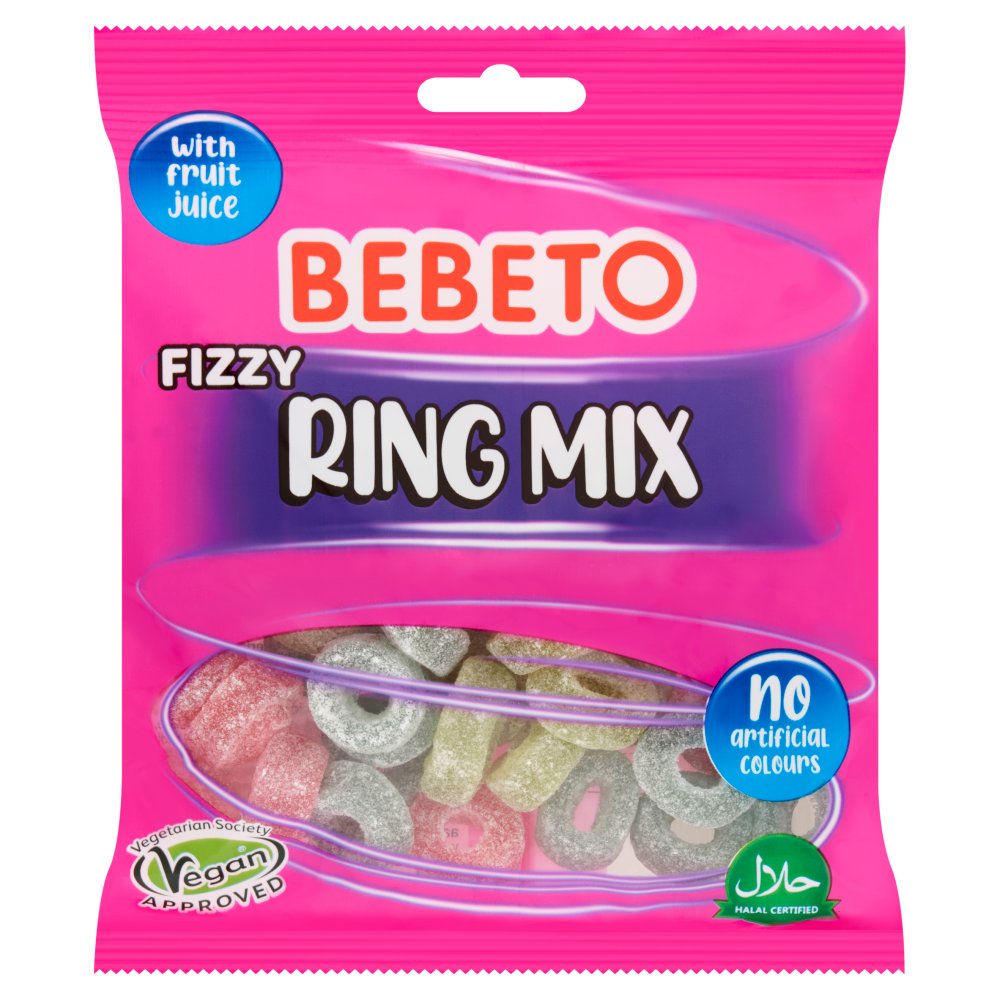 BEBETO 10X150G BAG FIZZY RING MIX £1
