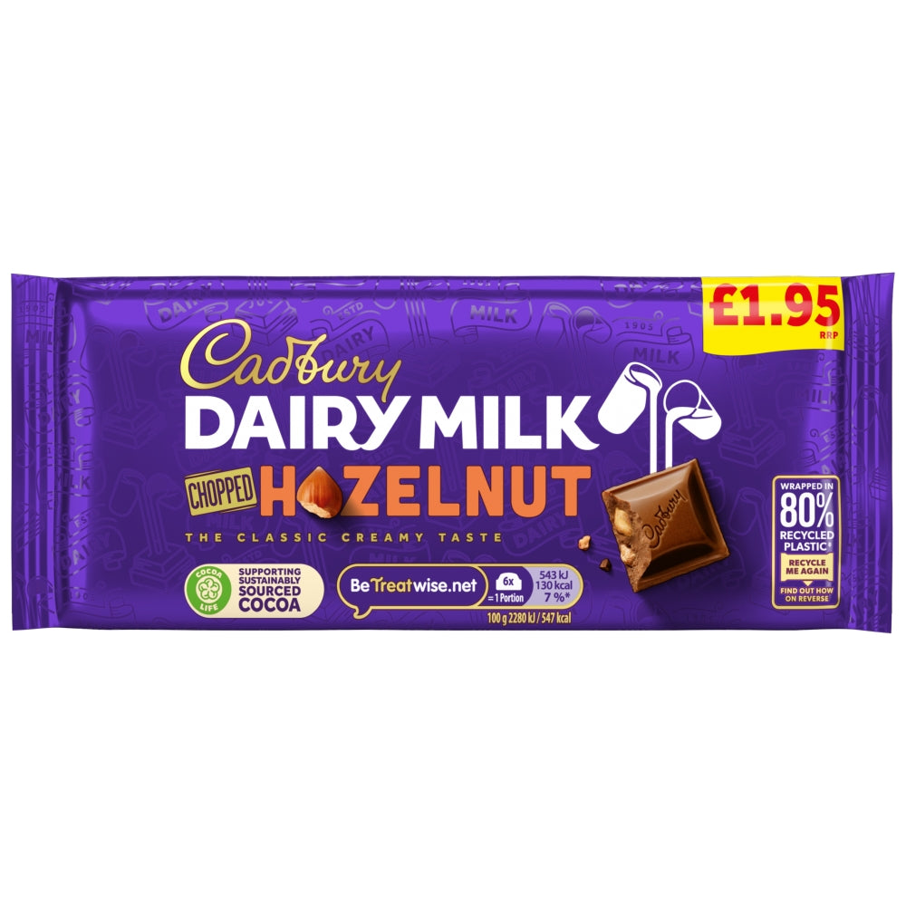CADBURY BLOCKS DAIRY MILK CHOPPED HAZELNUT 22X95G £1.95