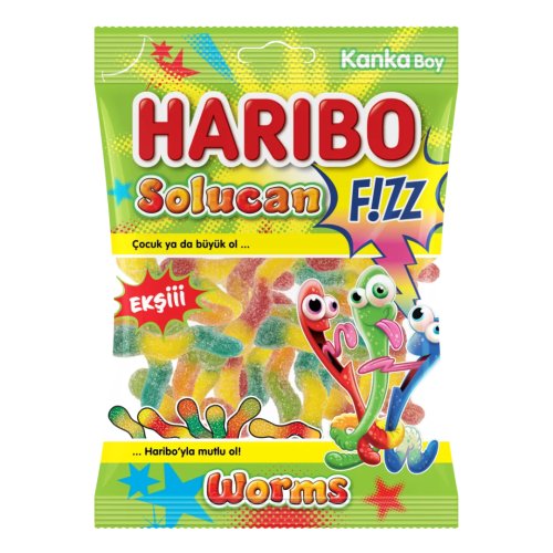 HARIBO HALAL FIZZ WORMS 24X80G