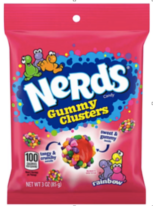 Nerds Gummy clusters Rainbow Peg Bag 3 oz x 12