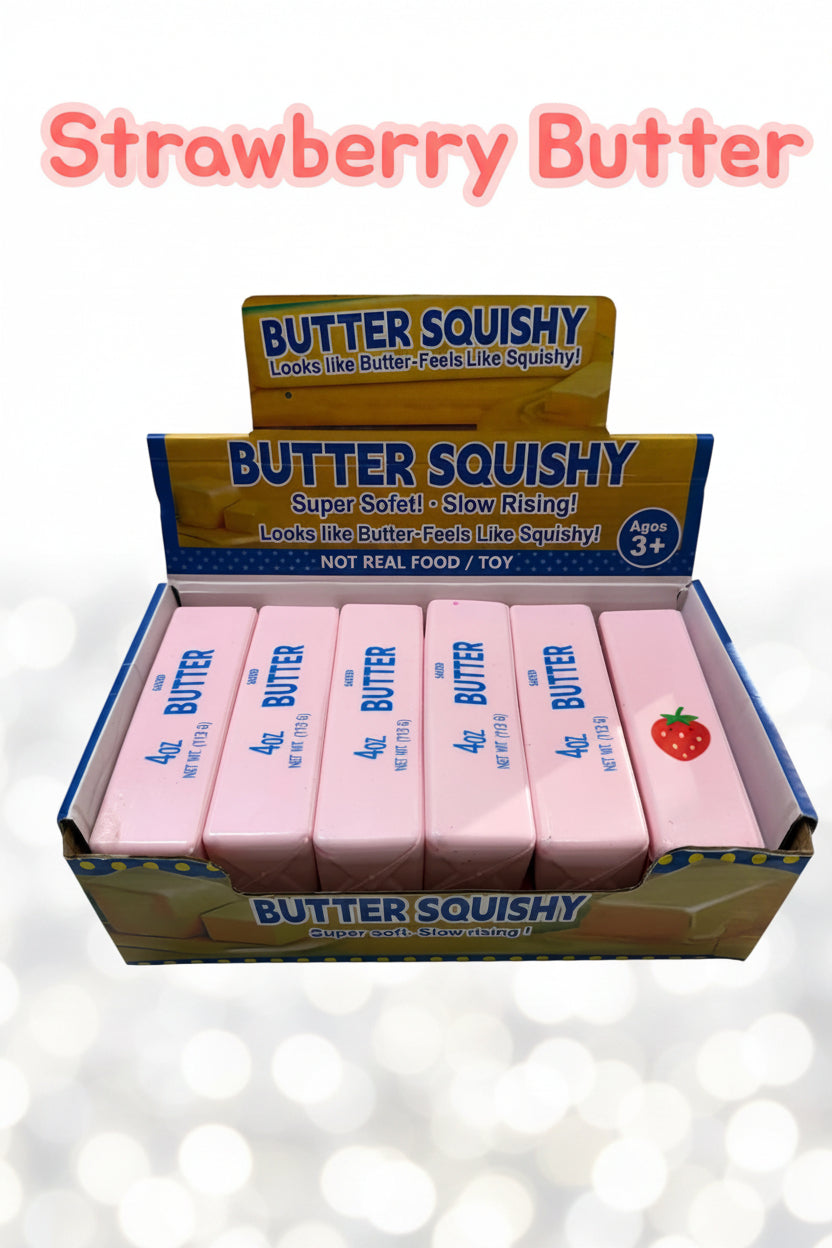 Strawberry Butter Squishy Toy – 12PCS Display Box | Slow Rising Strawberry Butter Scented Squishy | Stress Relief Fidget Toy | Soft Sensory Squeeze Toy