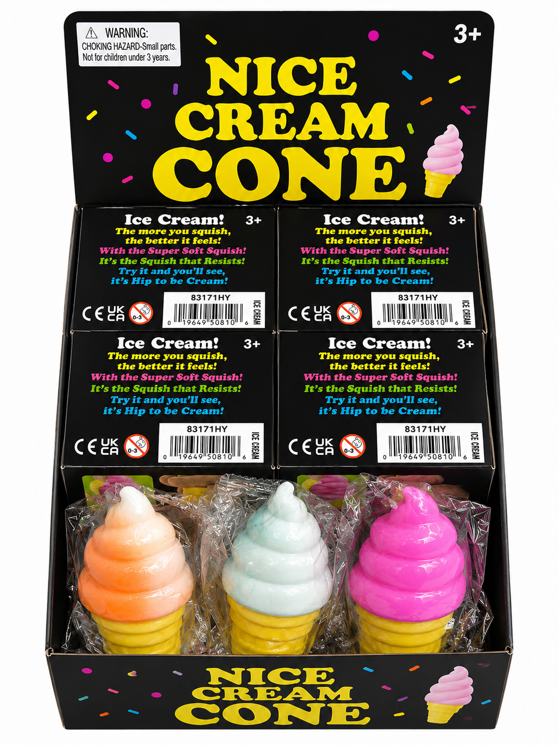 Ice Cream Cone Squishy Toy – 12PCS Display Box | Soft Slow Rising Sensory Fidget Toy | Stress Relief Squeeze Toy | Colourful Ice Cream Squishies