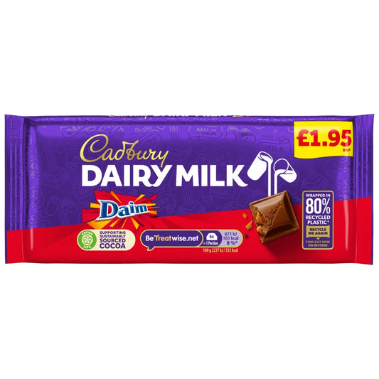 CADBURY BLOCKS  DAIRY MILK DAIM 18X120G £1.95