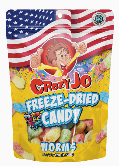 Crazy Jo Freeze Dried Candy - Worms 120g x 24