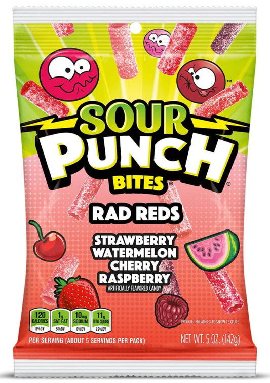 Sour Punch Rad Reds Bites Peg 5oz x 12