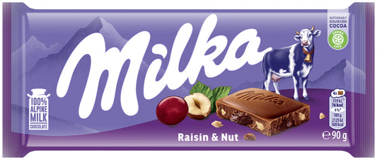 Milka Raisin and Nut Chocolate Bar 90g