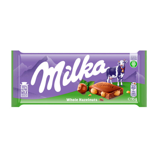 Milka Whole Hazelnuts Chocolate Bar 95g