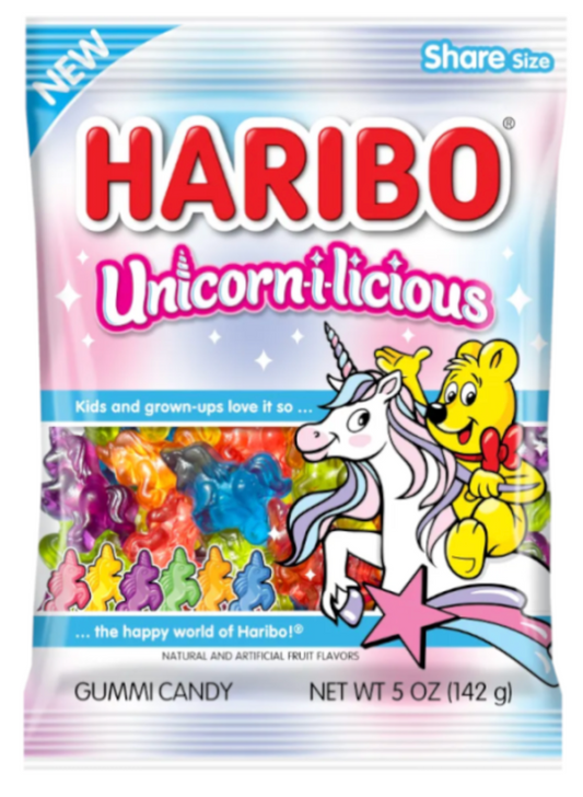 Haribo Peg Bag Unicorn-i-licious 5oz x 12